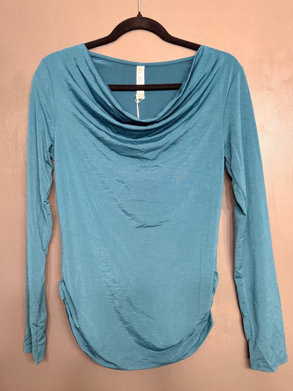 Emerald Green Cowl Neck Long-Sleeve Women's Top